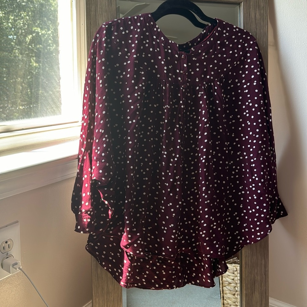 Polka dot blouse, size small, well worn but good condition, breathable.